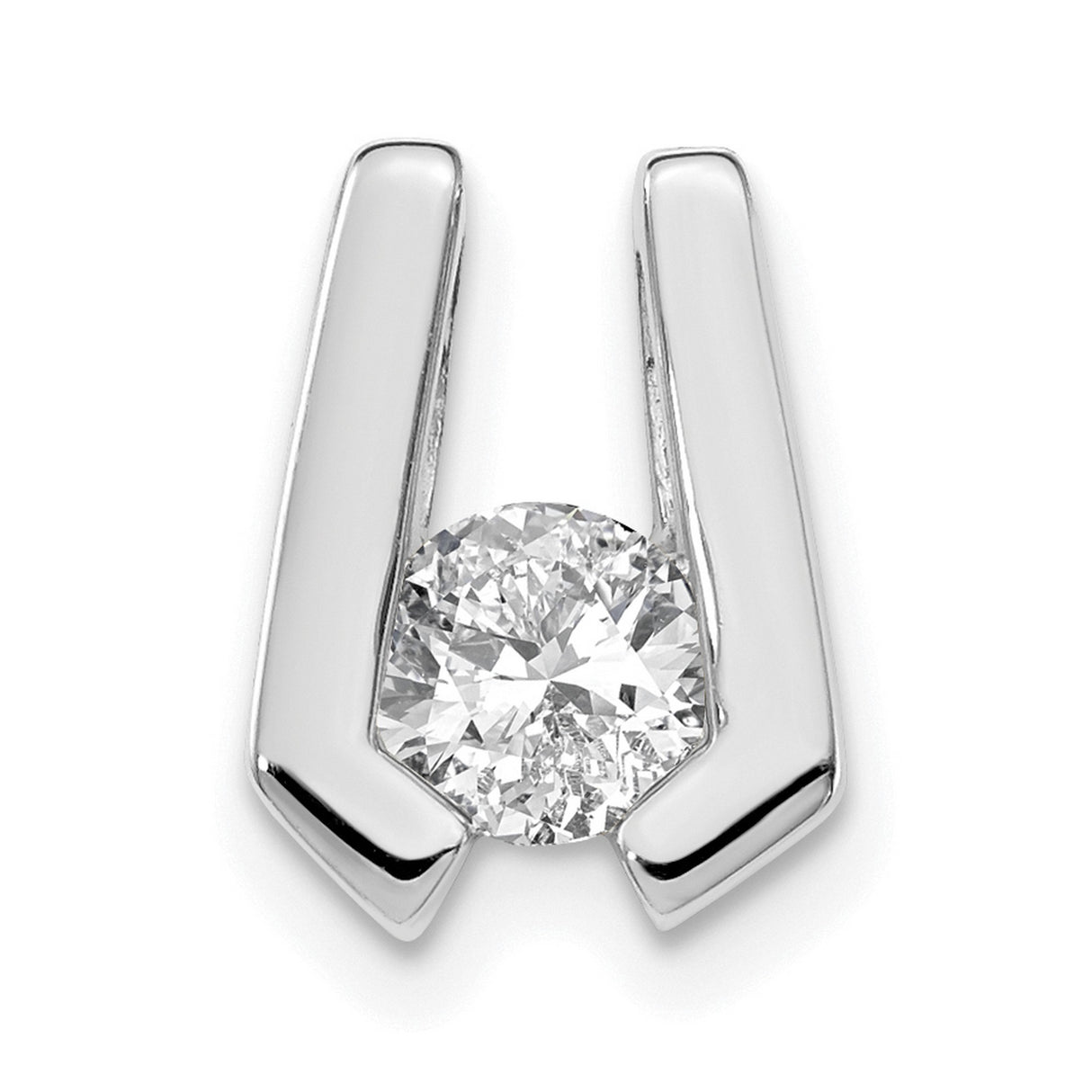 AAA 4.5mm Diamond Slide Charm Pendant in Real 14k White Gold