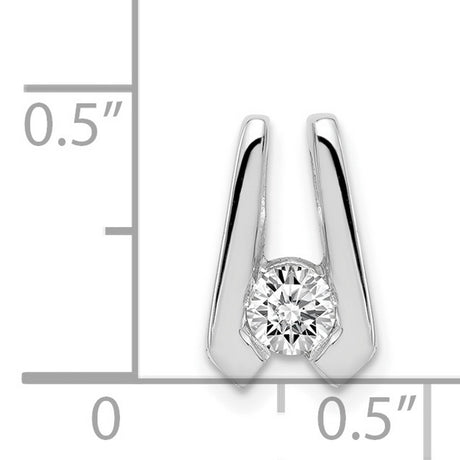 AA 4mm Diamond Slide Charm Pendant in Real 14k White Gold