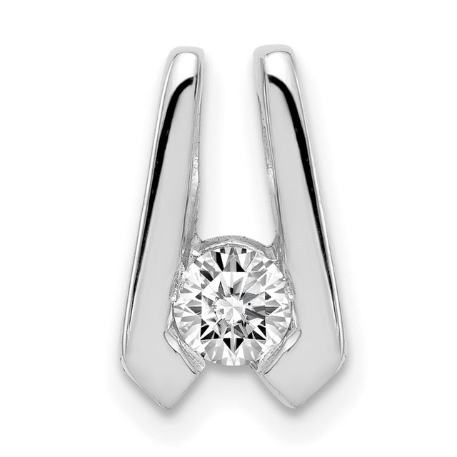 AA 4mm Diamond Slide Charm Pendant in Real 14k White Gold