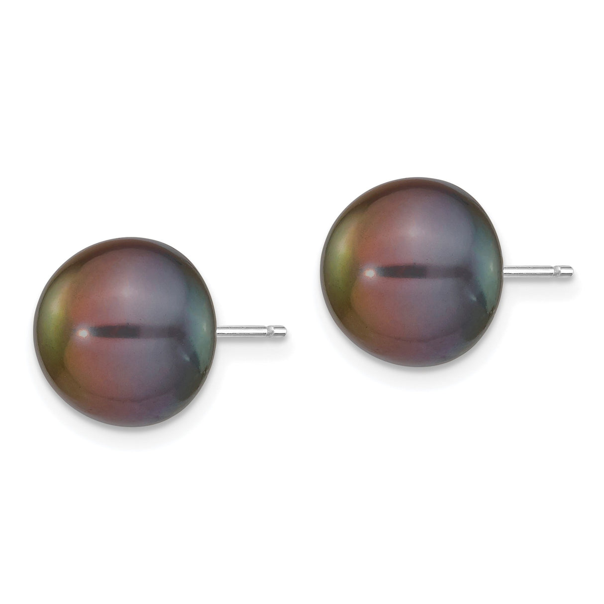 14k White Gold Pearl Stud Earrings with Round Cultured Freshwater Pearls
