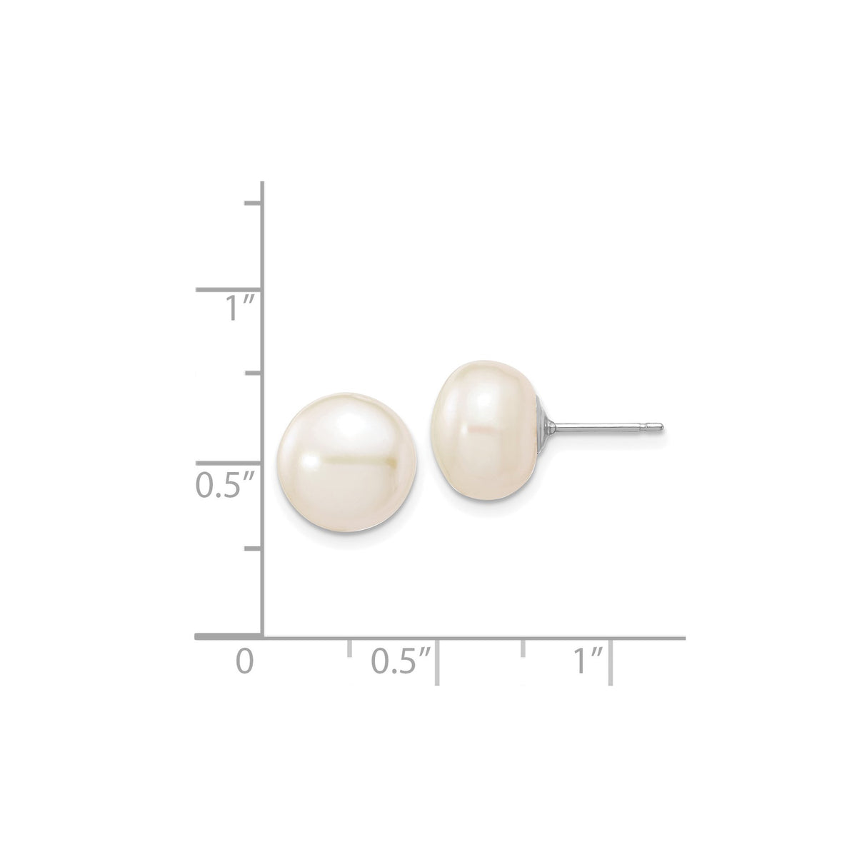 14k White Gold Pearl Stud Earrings, Classic Round Freshwater Pearls, Bridal Jewelry for Women