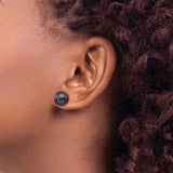 14k White Gold Pearl Stud Earrings, Round Black Cultured Pearls, Classic Minimalist Style