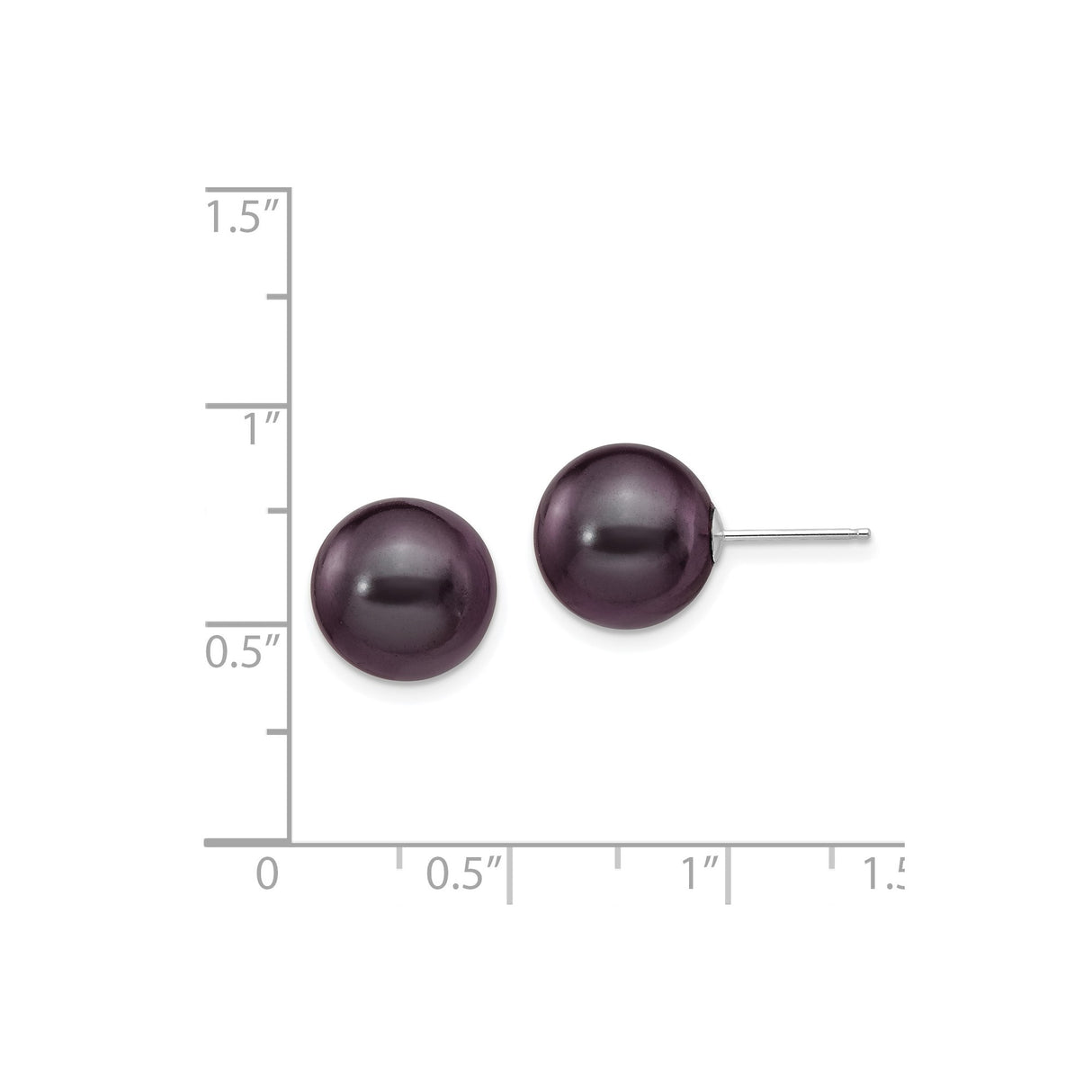 14k White Gold Pearl Stud Earrings, Round Black Cultured Pearls, Classic Minimalist Style