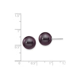14k White Gold Pearl Stud Earrings, Round Black Cultured Pearls, Classic Minimalist Style