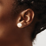 14k White Gold Pearl Stud Earrings with Round Cultured Pearls, Classic Timeless Design for Women