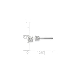 14k White Gold Diamond Stud Earrings, Round Cut Solitaire in Four Prong Setting