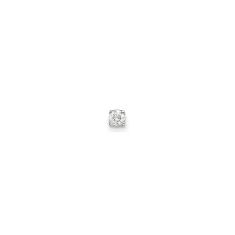 14k White Gold Diamond Stud Earring, Round Cut Solitaire in Four Prong Setting