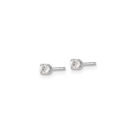 14k White Gold Diamond Stud Earrings, Round Solitaire with Four Prong Setting