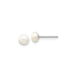 14k White Gold Stud Earrings with Freshwater Cultured Pearl, Classic Minimal Design for Women