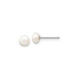 14k White Gold Stud Earrings with Freshwater Cultured Pearl, Classic Minimal Design for Women