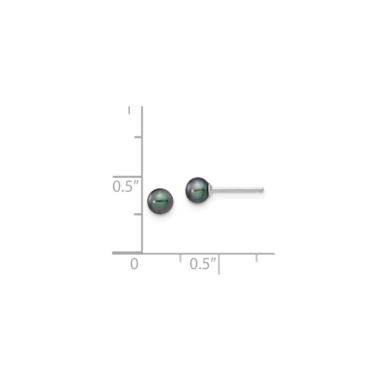 14k White Gold Stud Earrings with Black Pearl, Minimalist Formal Design for Women