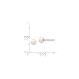 14k White Gold Stud Earrings with Round Cultured Pearls, Classic Timeless Design for Women