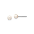 14k White Gold Stud Earrings with Round Cultured Pearls, Classic Timeless Design for Women