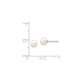 14k White Gold Pearl Stud Earrings, Round Cultured Pearls, Timeless Design for Women