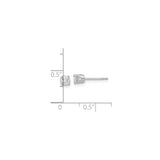 14k White Gold Diamond Stud Earring, Round Brilliant Cut, Solitaire Four Prong Setting