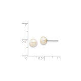 14k White Gold Pearl Stud Earrings, Classic Minimalist Design for Women