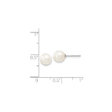 14k White Gold Pearl Stud Earrings with Round Cultured White Pearls, Classic Minimalist Style