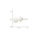 14k White Gold Stud Earrings with Cultured Pearls, Classic Bridal Jewelry for Women