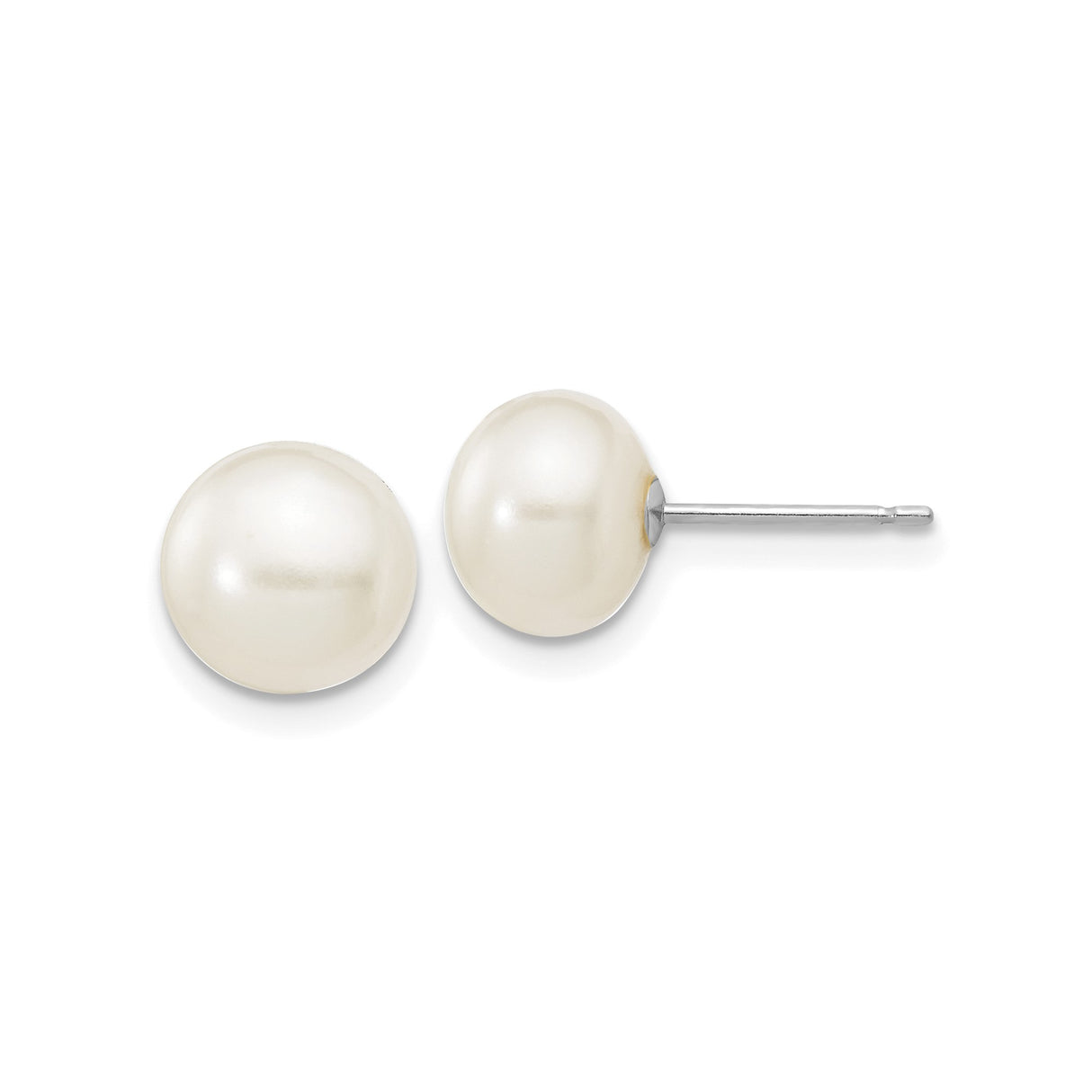 14k White Gold Stud Earrings with Cultured Pearls, Classic Bridal Jewelry for Women