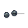 14k White Gold Stud Earrings with Black Cultured Pearls, Classic Minimalist Design for Women