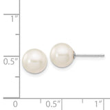 14k White Gold Stud Earrings with Round White Freshwater Cultured Pearls for Women