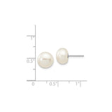 14k White Gold Stud Earrings with Freshwater Cultured Pearls, Classic Bridal Style