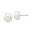 14k White Gold Stud Earrings with Freshwater Cultured Pearls, Classic Bridal Style