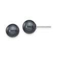 14k White Gold Pearl Stud Earrings with Round Black Cultured Pearls, Minimalist Design