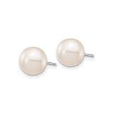 14k White Gold Stud Earrings with Cultured Pearls, Classic Bridal Jewelry for Women