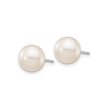 14k White Gold Stud Earrings with Cultured Pearls, Classic Bridal Jewelry for Women