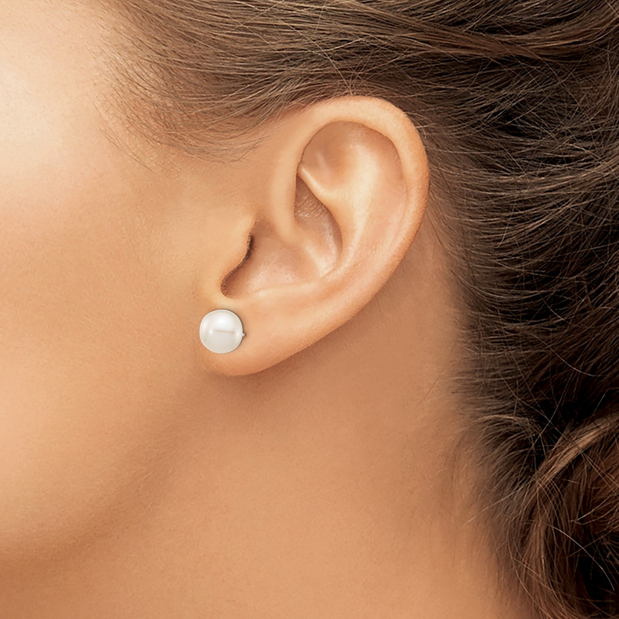 14k White Gold Stud Earrings with Cultured Pearls, Classic Bridal Jewelry for Women