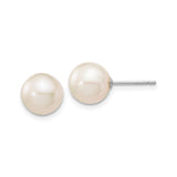 14k White Gold Stud Earrings with Cultured Pearls, Classic Bridal Jewelry for Women
