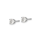 14k White Gold Diamond Solitaire Stud Earring with Round Cut Diamond in Four Prong Setting