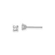 14k White Gold Diamond Stud Earrings, Princess Cut, Four Prong Setting, Minimalist Style