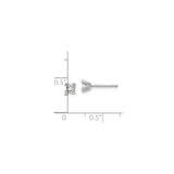 14k White Gold Stud Earrings with Princess Cut Diamond, Solitaire Minimalist Design