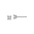 14k White Gold Stud Earrings with Princess Cut Diamond in Four Prong Setting