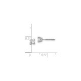 14k White Gold Diamond Stud Earrings, Princess Cut, Four-Prong Setting, Screw Back, Unisex Style