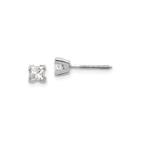 14k White Gold Diamond Stud Earring with Screw Back, Princess Cut, Minimalist Style, Unisex