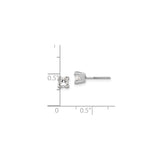 14k White Gold Diamond Stud Earrings, Princess Cut Solitaire, Four Prong Screw Back