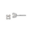 14k White Gold Diamond Stud Earrings, Princess Cut Solitaire, Four Prong Screw Back