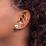 14k White Gold Ball Stud Earrings, Polished Finish, Classic Minimalist Design for Women