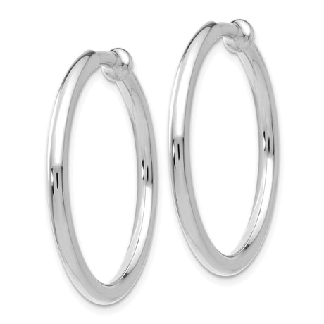 14k White Gold Polished Hoop Earrings for Everyday Wear