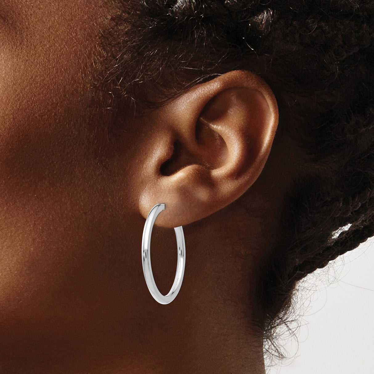14k White Gold Polished Hoop Earrings for Everyday Wear