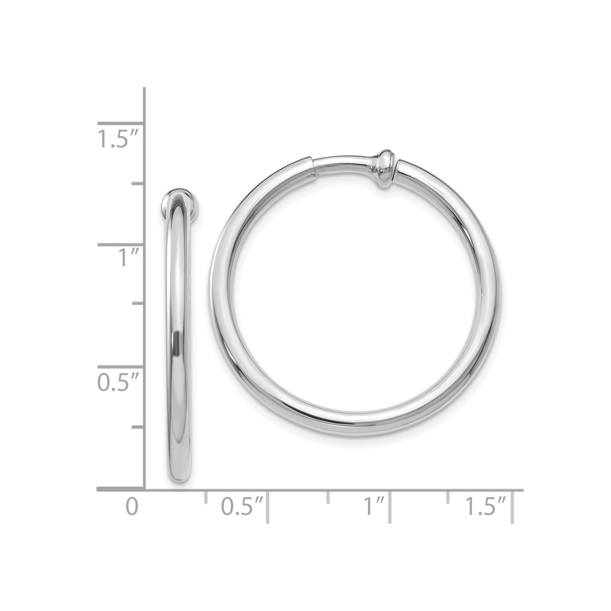 14k White Gold Polished Hoop Earrings for Everyday Wear