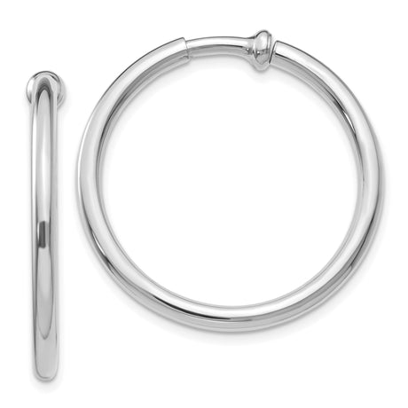 14k White Gold Hoop Earrings for Women - Classic Round Polished Hoops with Timeless Design, Minimalist Everyday Earrings, Elegant Gold Jewelry, Simple Shiny Versatile Fashion Hoops