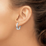 14k White Gold Teardrop Hoop Earrings, High Polish Tapered Omega Back, Minimalist Design for Women