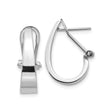 14k White Gold Teardrop Hoop Earrings, High Polish Tapered Omega Back, Minimalist Design for Women