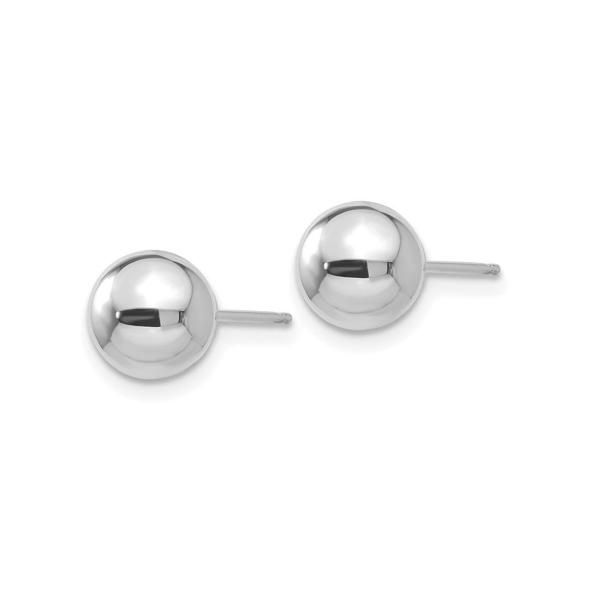 14k White Gold Ball Stud Earrings, High Polish Minimalist Sphere Design for Women