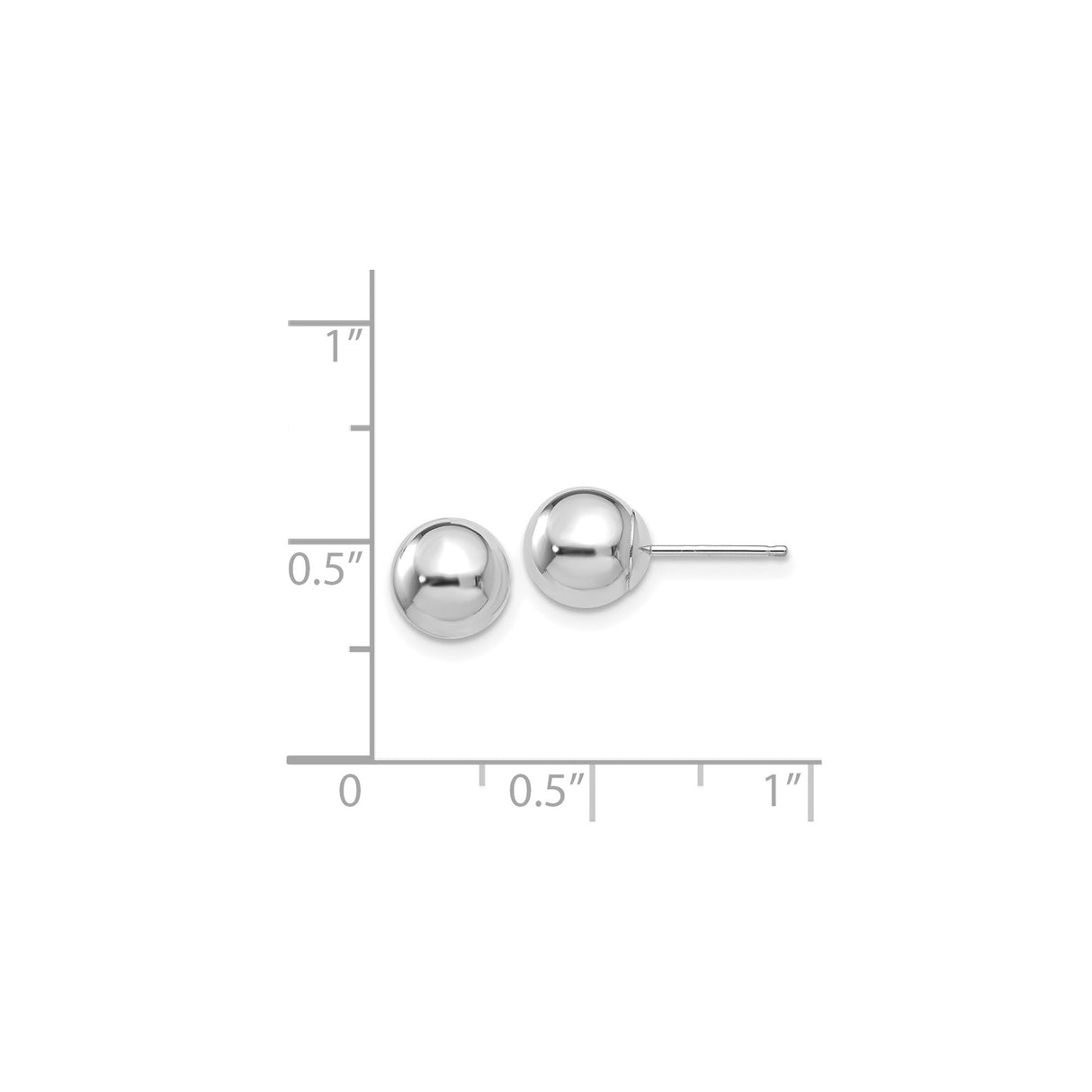 14k White Gold Ball Stud Earrings, High Polish Minimalist Sphere Design for Women