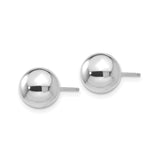 14k White Gold Ball Stud Earrings, Polished Round Design, Minimalist Style for Women